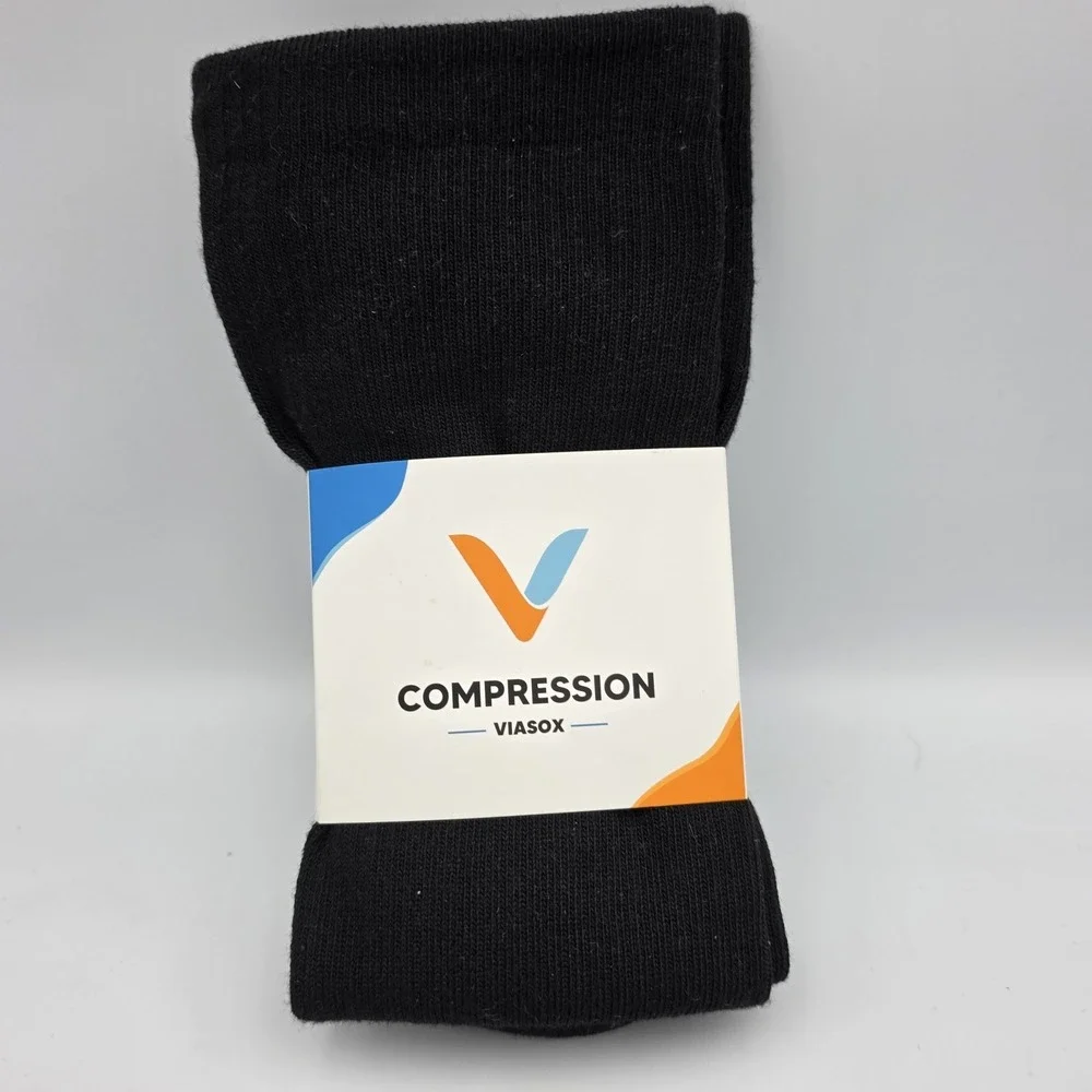 Viasox Compression Socks Black Over Calf L/XL Womens 14+ & Mens 13-19 Unisex
